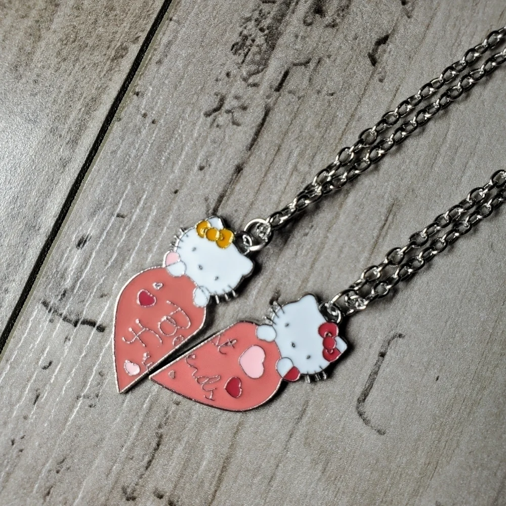 NWT Hello Kitty Set of Best Friends BFF Silver Necklaces 2pc Set